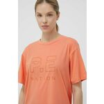 Bombažna kratka majica P.E Nation oranžna barva - oranžna. Ohlapna kratka majica iz kolekcije P.E Nation, izdelana iz tanke, elastične pletenine. Model iz izjemno udobne in zračne tkanine je idealen za toplejše letne čase.