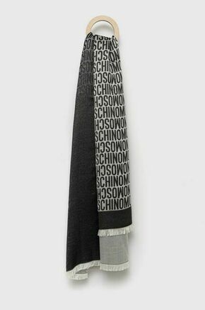Svilen šal Moschino črna barva - črna. Šal iz kolekcije Moschino. Model izdelan iz tanke tkanine.