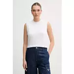 Telovnik Calvin Klein Jeans ženski, bela barva, J20J225226 - bela. Telovnik iz kolekcije Calvin Klein Jeans. Model izdelan iz enobarvne pletenine. Model iz izjemno udobne tkanine z visoko vsebnostjo bombaža.