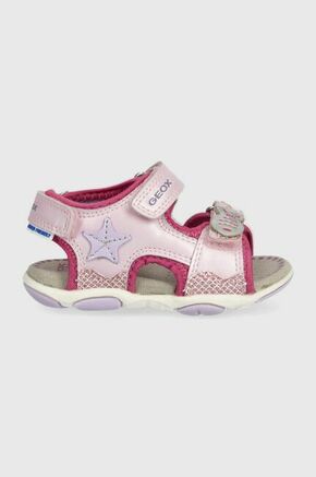 Otroški sandali Geox roza barva - roza. Otroški sandali iz kolekcije Geox. Model izdelan iz kombinacije ekološkega usnja in tekstilnega materiala.
