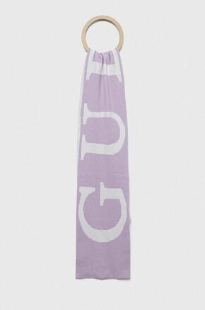 Otroški šal Guess vijolična barva - vijolična. Otroške Šal iz kolekcije Guess. Model izdelan iz vzorčaste pletenine. Izjemno udoben material.