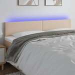 Vidaxl LED posteljno vzglavje kapučino 200x5x78/88 cm umetno usnje