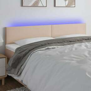 Vidaxl LED posteljno vzglavje kapučino 200x5x78/88 cm umetno usnje