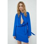 Obleka Samsoe Samsoe - modra. Lahkotna obleka iz kolekcije Samsoe Samsoe. Model izdelan iz enobarvne tkanine. Model iz izjemno udobne tkanine z visoko vsebnostjo viskoze.