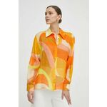 Srajca Luisa Spagnoli ženska, oranžna barva - oranžna. Srajca iz kolekcije Luisa Spagnoli, izdelana iz vzorčaste tkanine. Model iz izjemno udobne, zračne tkanine.