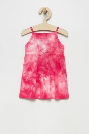 Otroška bombažna obleka United Colors of Benetton roza barva