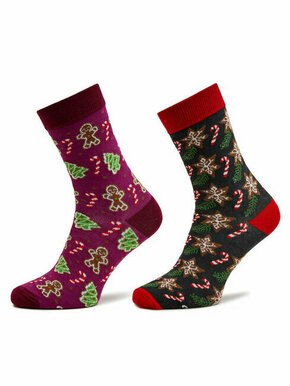 Rainbow Socks Set 2 parov moških visokih nogavic Xmas Socks Balls Adults Gifts Pak 2 Zelena