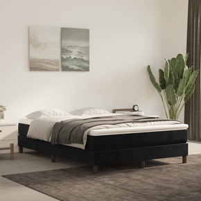 Shumee Box spring postelja z vzmetnico črna 140x200 cm žamet