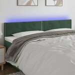 shumee LED posteljno vzglavje temno zeleno 180x5x78/88 cm žamet