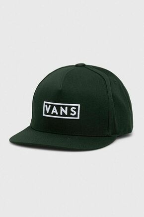 Bombažna bejzbolska kapa Vans zelena barva - zelena. Kapa s šiltom vrste snapback iz kolekcije Vans. Model izdelan iz materiala z nalepko.