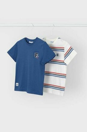 Otroška bombažna kratka majica Mayoral 2-pack - modra. Otroške kratka majica iz kolekcije Mayoral. Model izdelan iz tanke