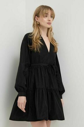 Obleka Twinset črna barva - črna. Obleka iz kolekcije Twinset. Model izdelan iz enobarvne tkanine. Poliester zagotavlja večjo odpornost na gubanje.
