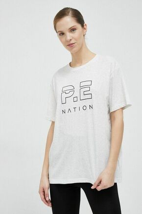 Bombažna kratka majica P.E Nation siva barva - siva. Ohlapna kratka majica iz kolekcije P.E Nation. Model izdelan iz tanke