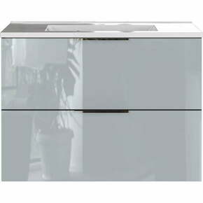 Siva nizka viseča omarica z umivalnikom 81x61 cm Vasio - Germania