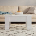 Greatstore Kavna mizica, bela, visok sijaj, 79x49x41 cm