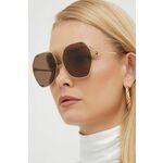 Sončna očala Alexander McQueen ženski, zlata barva - zlata. Sončna očala iz kolekcije Alexander McQueen. Model s enobarvnimi stekli in okvirji iz kovine. Ima filter UV 400.