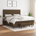 Box spring postelja z vzmetnico temno rjava 180x200 cm blago - vidaXL - Rjava - 19,25 - 180 x 200 cm - vidaXL