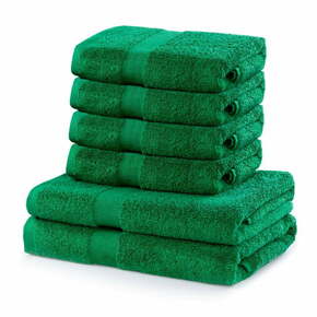 Komplet 2 zelenih bombažnih kopalnih brisač in 4 brisač DecoKing Marina