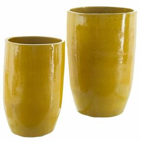 BigBuy Vaza 52 x 52 x 80 cm Keramika rumena (2 enoti)