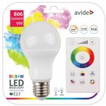 Avide smart led sijalka e27 9w rgb+w 2700k z daljincem