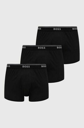 Bombažne boksarice BOSS 3-pack črna barva - črna. Boksarice iz kolekcije BOSS. Model izdelan iz gladke
