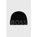 Kapa s primesjo volne BOSS črna barva - črna. Kapa iz kolekcije BOSS. Model izdelan iz tanke pletenine.