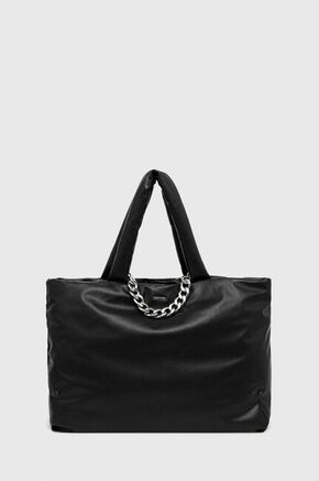 Torbica Calvin Klein črna barva - črna. Velika nakupovalna torbica iz kolekcije Calvin Klein. brez zapenjanja model izdelan iz ekološkega usnja.