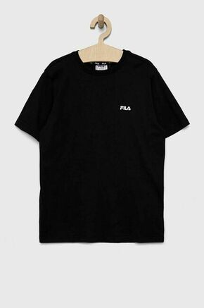 Otroška bombažna kratka majica Fila črna barva - črna. Otroški Lahkotna kratka majica iz kolekcije Fila. Model izdelan iz tanke