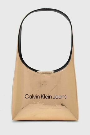 Torbica Calvin Klein Jeans oranžna barva - oranžna. Majhna torbica iz kolekcije Calvin Klein Jeans. Model na zapenjanje