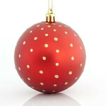 Eurolamp Božični okraski rdeče plastične kroglice z zlatimi pikami, 8 cm, komplet 6 kosov