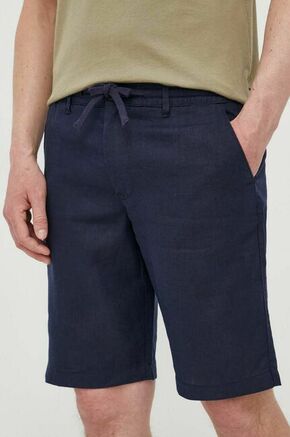 Lanene kratke hlače United Colors of Benetton mornarsko modra barva - mornarsko modra. Kratke hlače iz kolekcije United Colors of Benetton. Model izdelan iz gladke tkanine. Lahkoten in prijeten material
