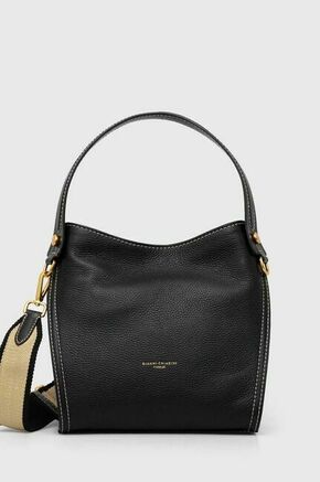 Usnjena torbica Gianni Chiarini črna barva - črna. Srednje velika torbica iz kolekcije Gianni Chiarini. Model na zapenjanje