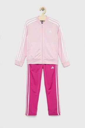Otroška trenirka adidas G 3S roza barva - roza. Komplet trenirke za otroke iz kolekcije adidas. Model izdelan iz pletenine.