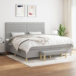 Box spring postelja z vzmetnico svetlo siva 200x200 cm blago - vidaXL - Siva - 96,68 - 200 x 200 cm - vidaXL