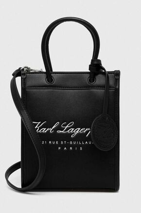 Torbica Karl Lagerfeld črna barva - črna. Torba iz kolekcje Karl Lagerfeld. Na zapenjanje model narejen iz ekološkega usnja.