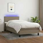 shumee Box spring postelja z vzmetnico LED taupe 100x200 cm blago