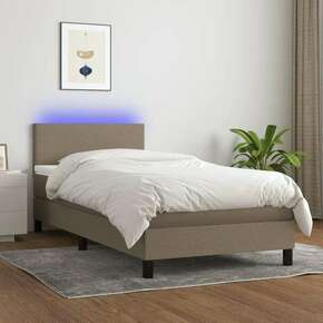Shumee Box spring postelja z vzmetnico LED taupe 100x200 cm blago
