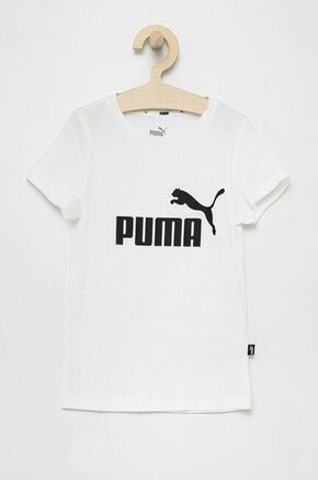 Otroški bombažen t-shirt Puma bela barva - bela. Otroški T-shirt iz kolekcije Puma. Model izdelan iz tanke