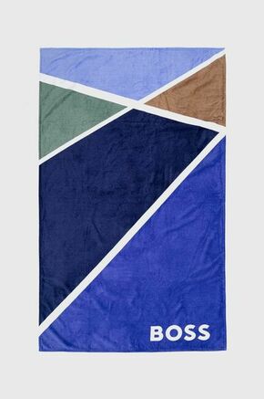 Bombažna brisača BOSS - modra. Velika Velika brisača iz kolekcije BOSS. Model izdelan iz vzorčastega materiala.