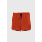 Bombažne kratke hlače United Colors of Benetton oranžna barva - oranžna. Otroški kratke hlače iz kolekcije United Colors of Benetton. Model izdelan iz tanke, rahlo elastične pletenine. Model iz izjemno udobne bombažne tkanine.