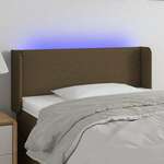 Vidaxl LED posteljno vzglavje temno rjavo 83x16x78/88 cm blago