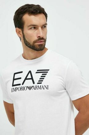 Bombažna kratka majica EA7 Emporio Armani bela barva - bela. Kratka majica iz kolekcije EA7 Emporio Armani