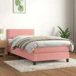 Greatstore Box spring postelja z vzmetnico roza 100x200 cm žamet