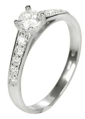 Brilio Ženski prstan s kristali 229 001 00668 07 (Obseg 56 mm) Belo zlato 585/1000