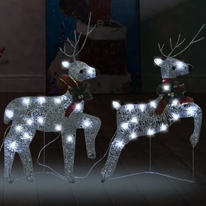VidaXL Božični severni jeleni 2 kosa srebrni 40 LED akril