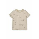 Otroška bombažna kratka majica Liewood Apia Printed Shortsleeve T-shirt bež barva - bež. Otroška kratka majica iz kolekcije Liewood. Model izdelan iz tanke, rahlo elastične pletenine.