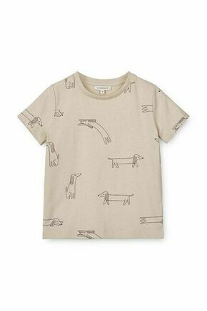 Otroška bombažna kratka majica Liewood Apia Printed Shortsleeve T-shirt bež barva - bež. Otroška kratka majica iz kolekcije Liewood. Model izdelan iz tanke