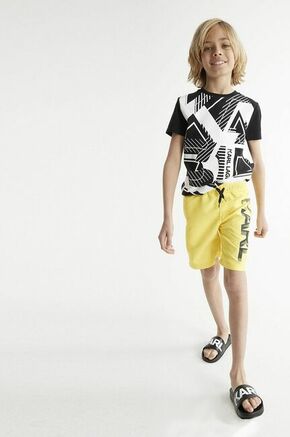 Otroške kopalne kratke hlače Karl Lagerfeld rumena barva - rumena. Otroški kopalne kratke hlače iz kolekcije Karl Lagerfeld. Model izdelan iz tkanine.