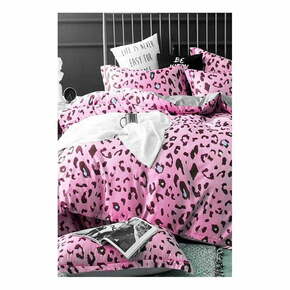 Rožnata podaljšana bombažna posteljnina za zakonsko posteljo z rjuho 200x220 cm Leopard – Mila Home