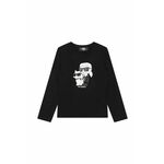 Otroška dolga majica Karl Lagerfeld črna barva - črna. Otroške Majica z dolgimi rokavi iz kolekcije Karl Lagerfeld, izdelana iz tanke, elastične pletenine. Model iz tkanine, ki je izjemno prijetna na otip.